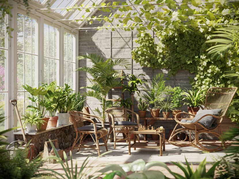 winter garden with table